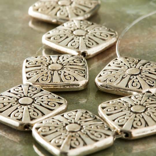 12 Pack: Sterling Silver-Plated Diamond Beads, 16mm by Bead Landing™
